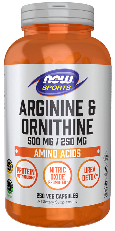 Now Sports, Arginine & Ornithine 500/250 250 Capsules